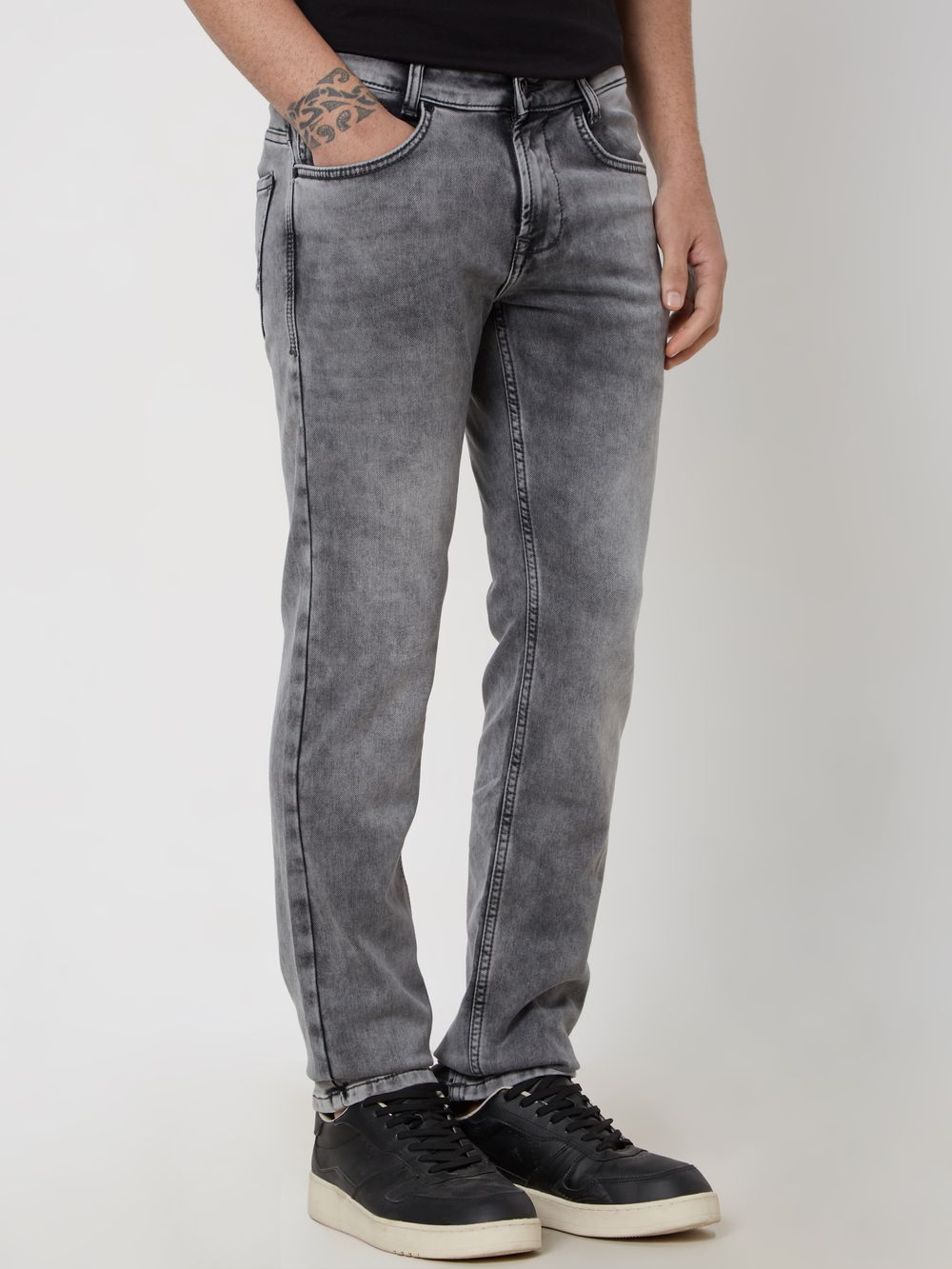 Grey Super Slim Fit Denim Deluxe Stretch Jeans