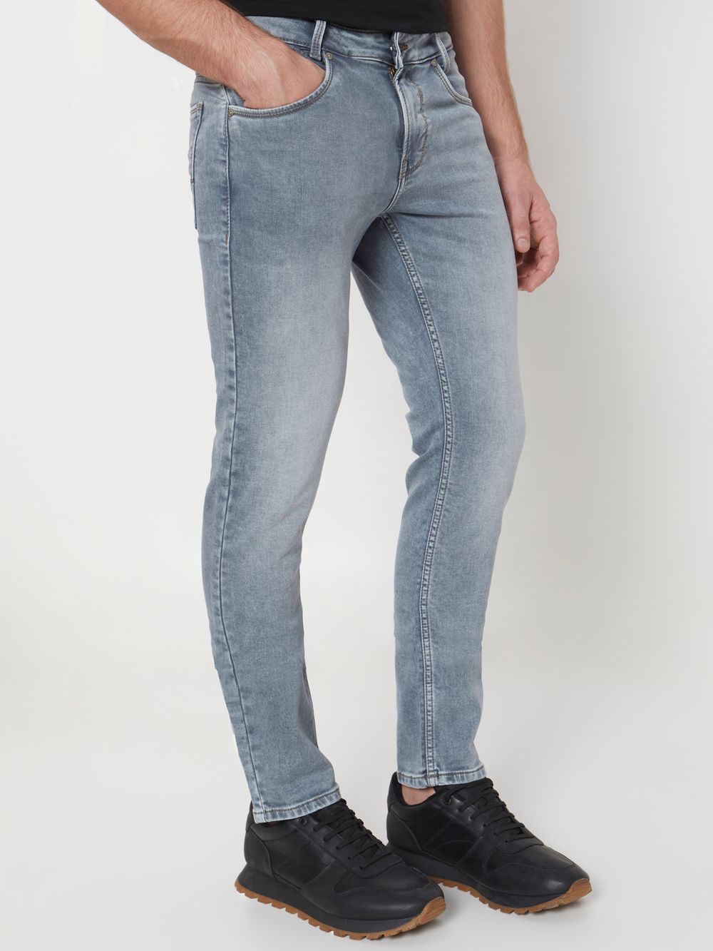 Grey Super Slim Fit Denim Deluxe Stretch Jeans