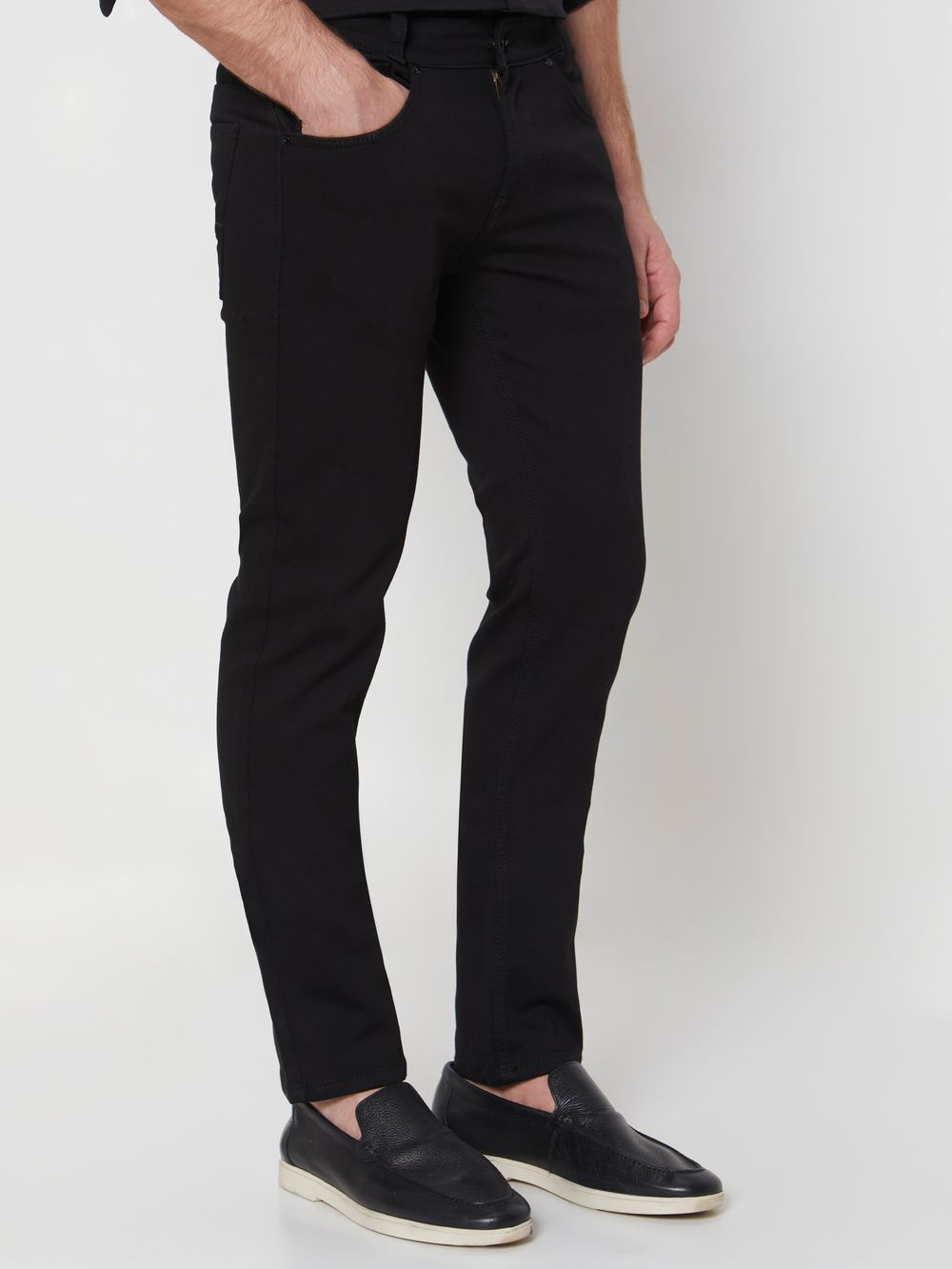 Jet Black Narrow Fit Denim Deluxe Stretch Jeans