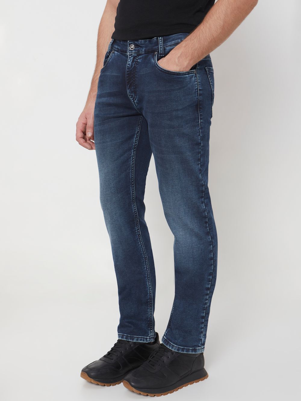 Blue Black Narrow Fit Denim Deluxe Stretch Jeans