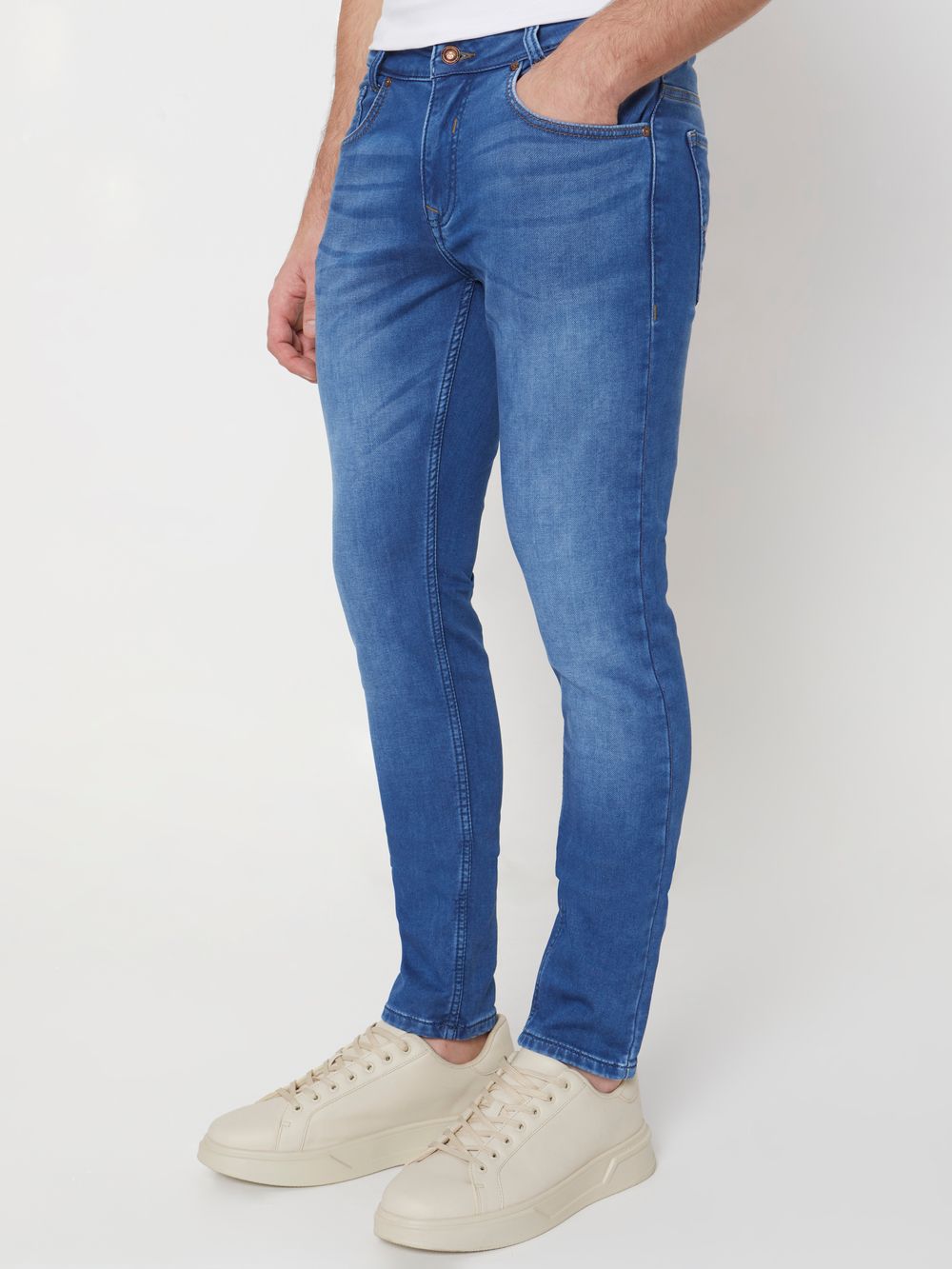 Mid Blue Skinny Fit Denim Deluxe Stretch Jeans