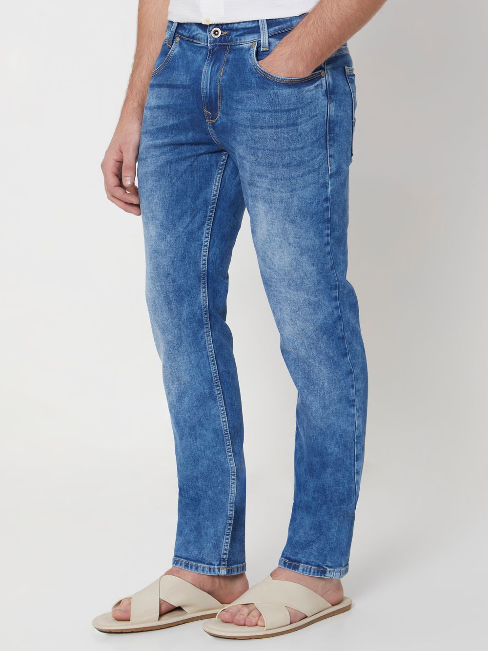 Mid Blue Narrow Fit Originals Stretch Jeans