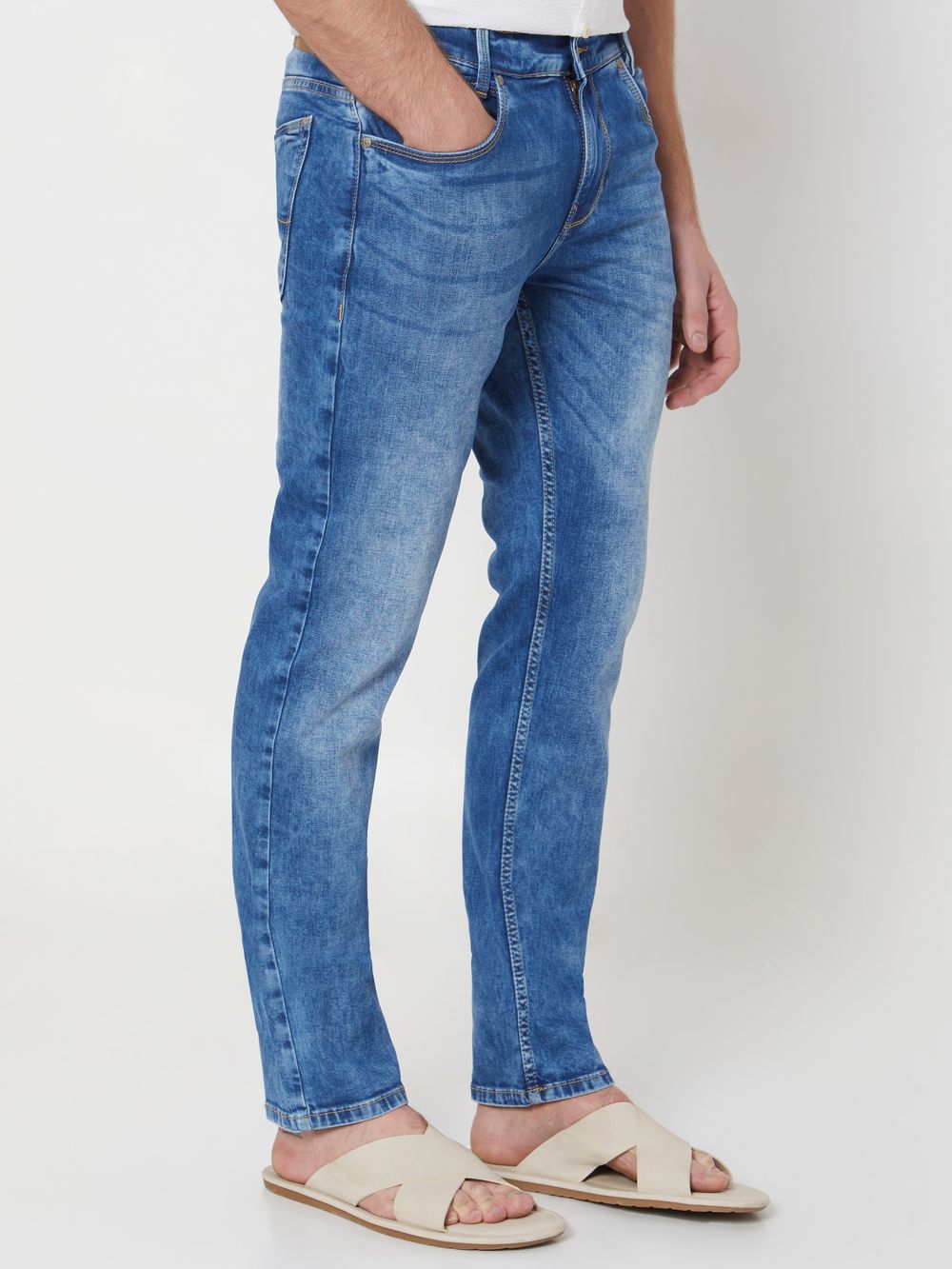 Mid Blue Narrow Fit Originals Stretch Jeans