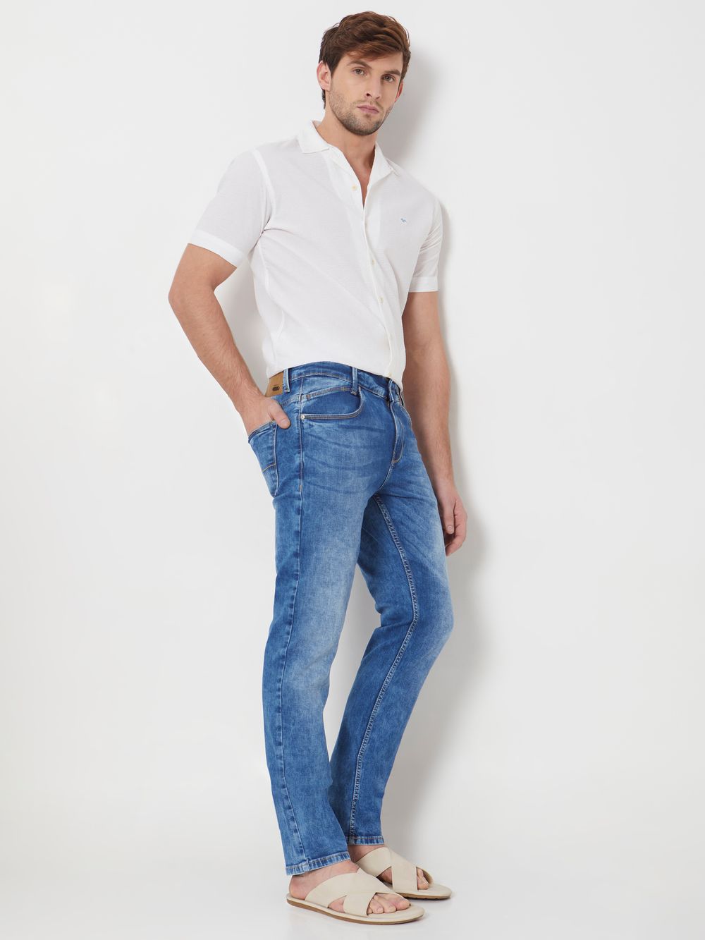 Mid Blue Narrow Fit Originals Stretch Jeans