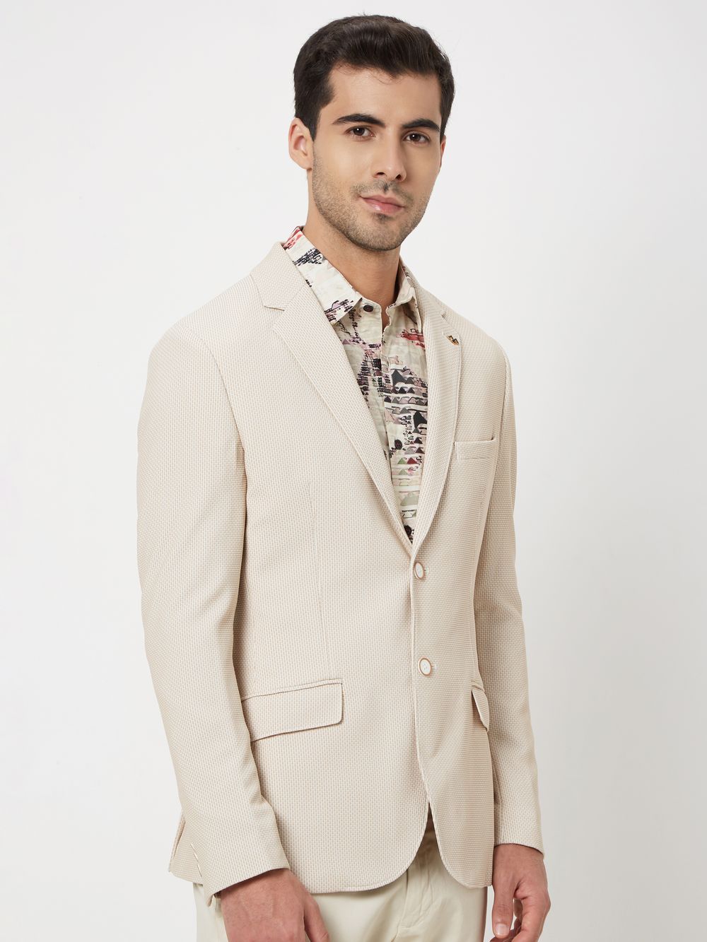 Beige Slim Fit Blazer