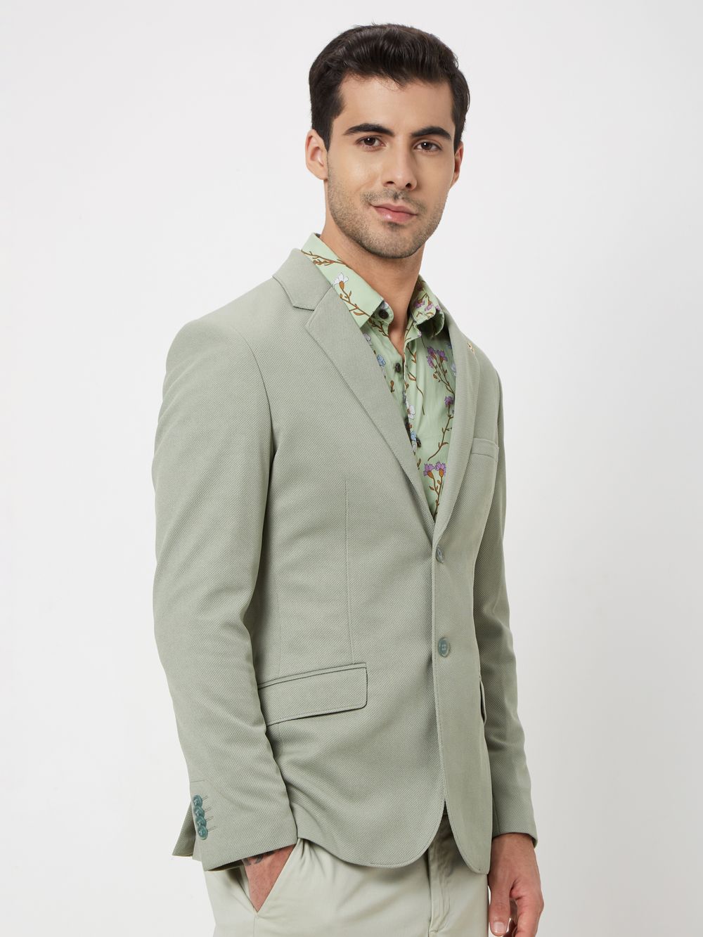 Light Green Slim Fit Blazer