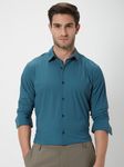 Green Knitted Plain Stretch Shirt