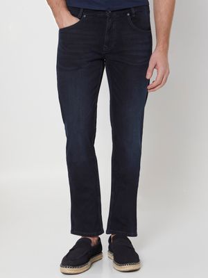 Blue Black Straight Fit Denim Deluxe Stretch Jeans