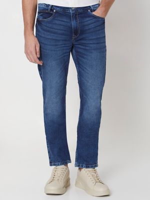Mid Blue Straight Fit Originals Stretch Jeans
