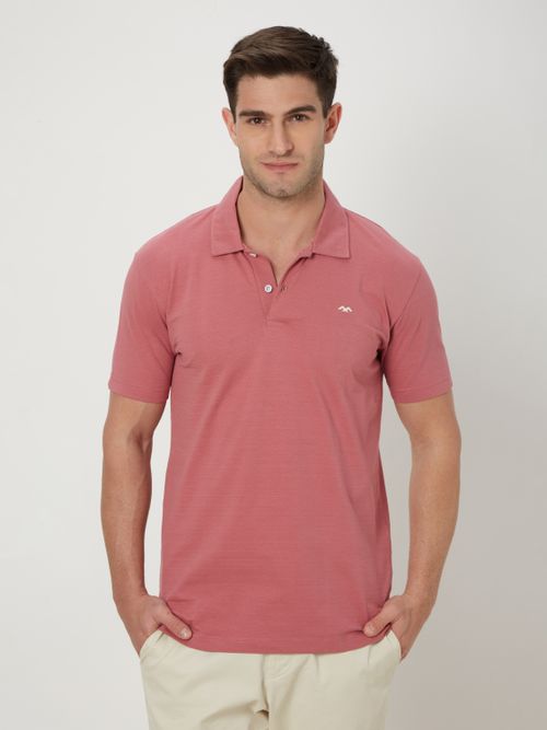 Pink Textured Polo T-Shirt