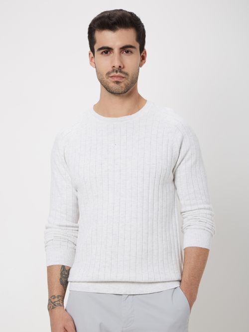 Light Grey Textured Stripe Flatknit