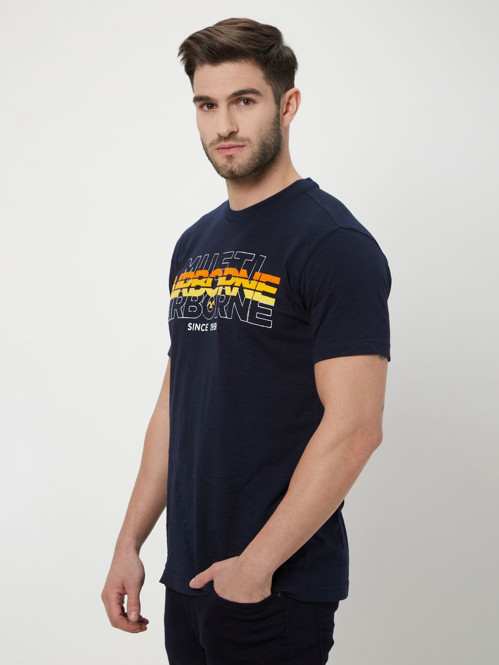 Navy & Yellow Jersey Graphic Tee 