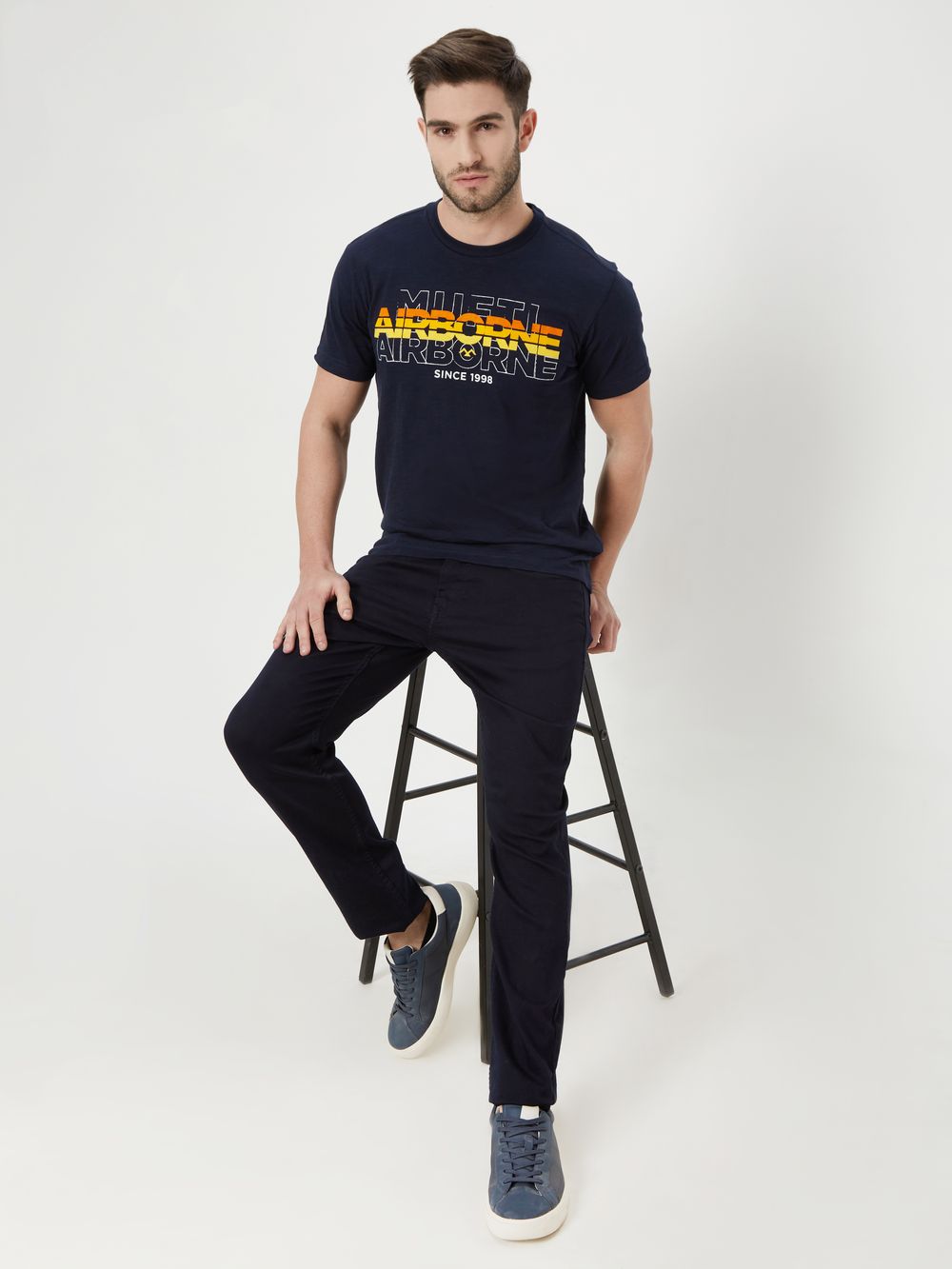 Navy & Yellow Jersey Graphic Tee 