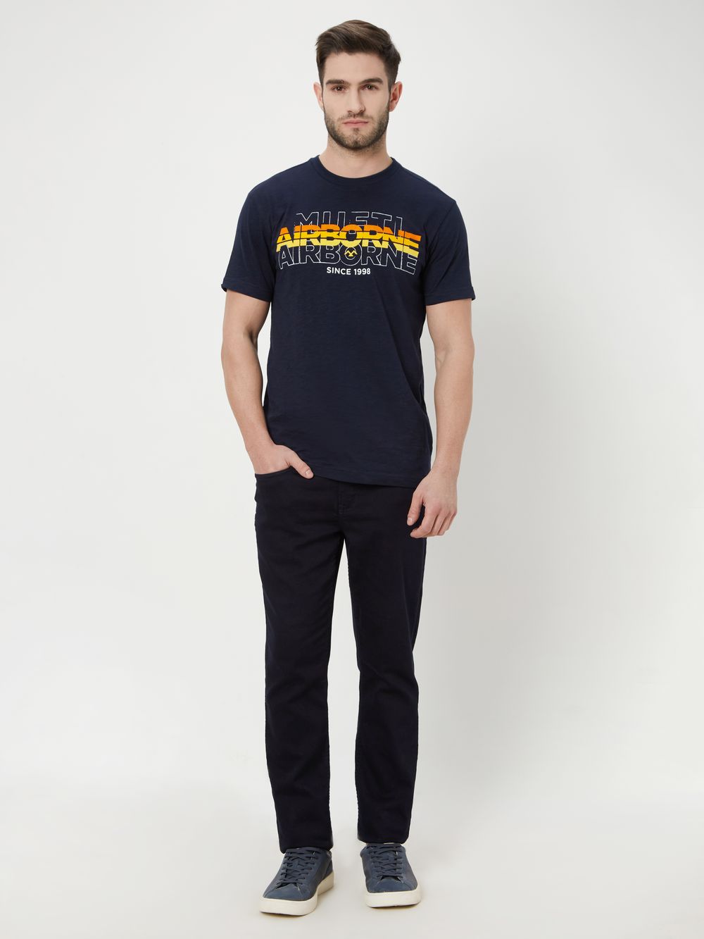 Navy & Yellow Jersey Graphic Tee 