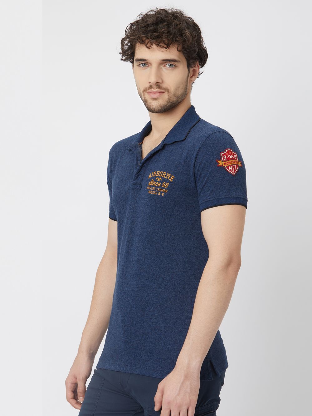 Navy Badged Plain Pique T-Shirt