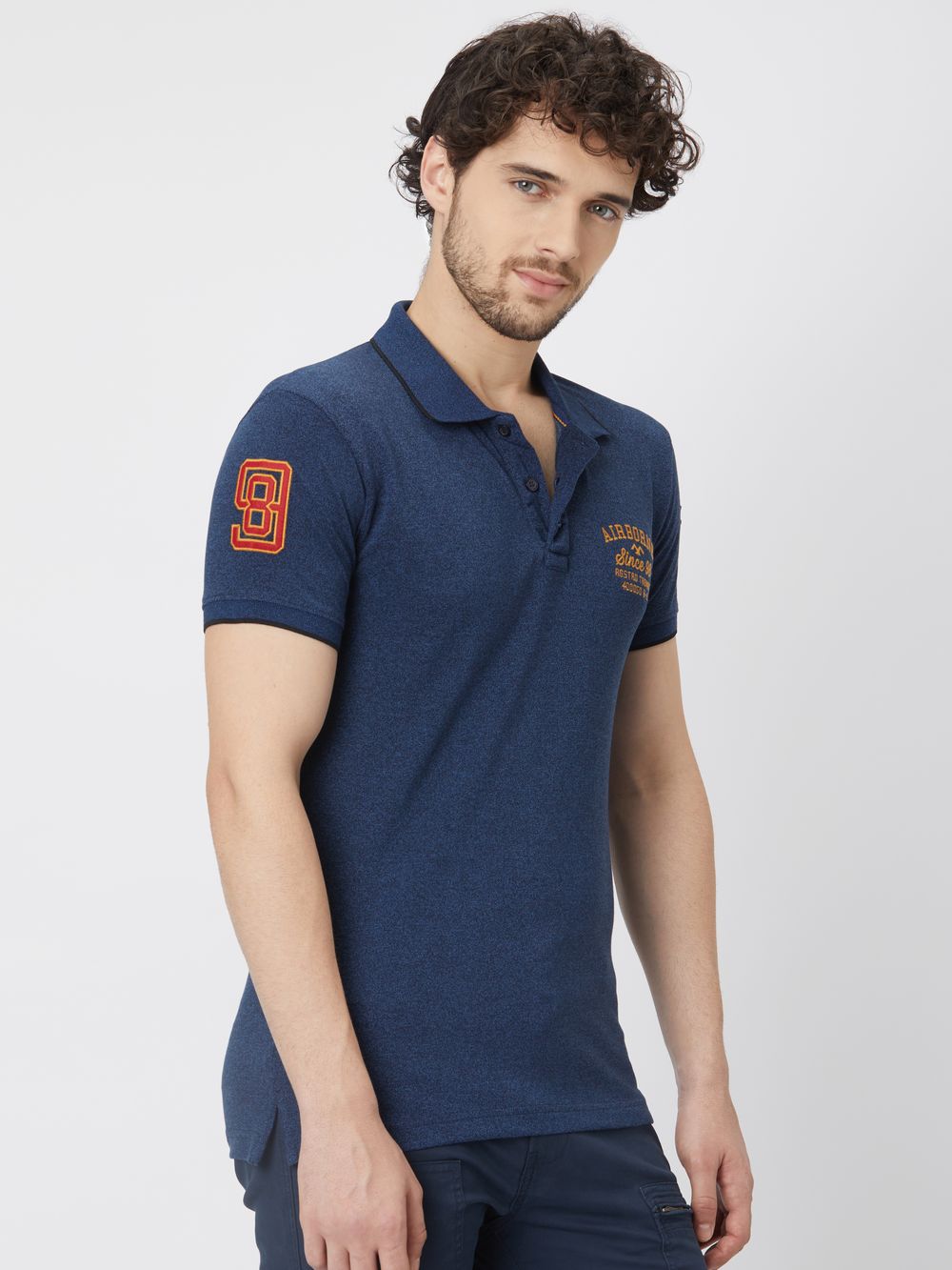 Navy Badged Plain Pique T-Shirt