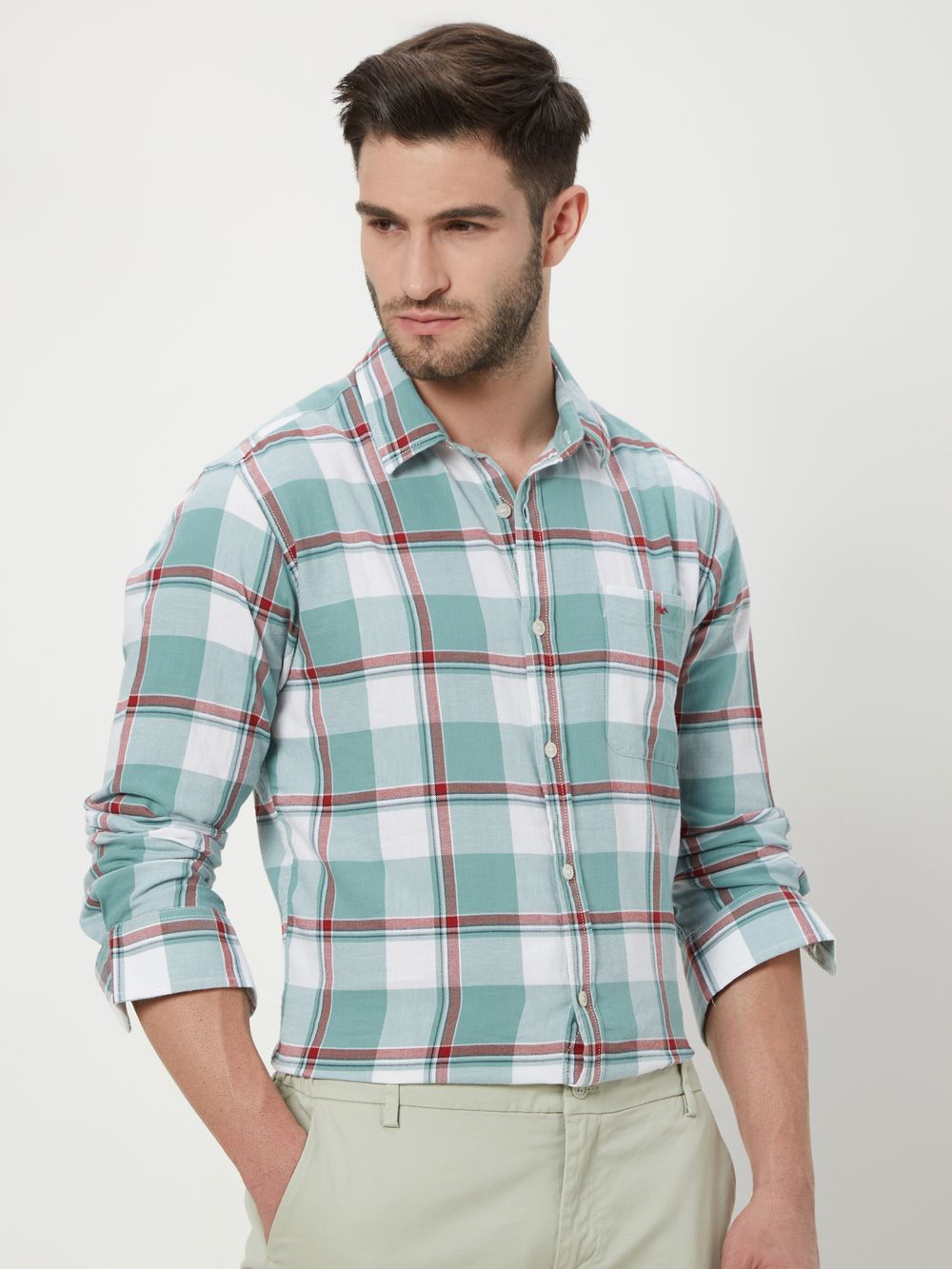 Light Green Large Check Shirt