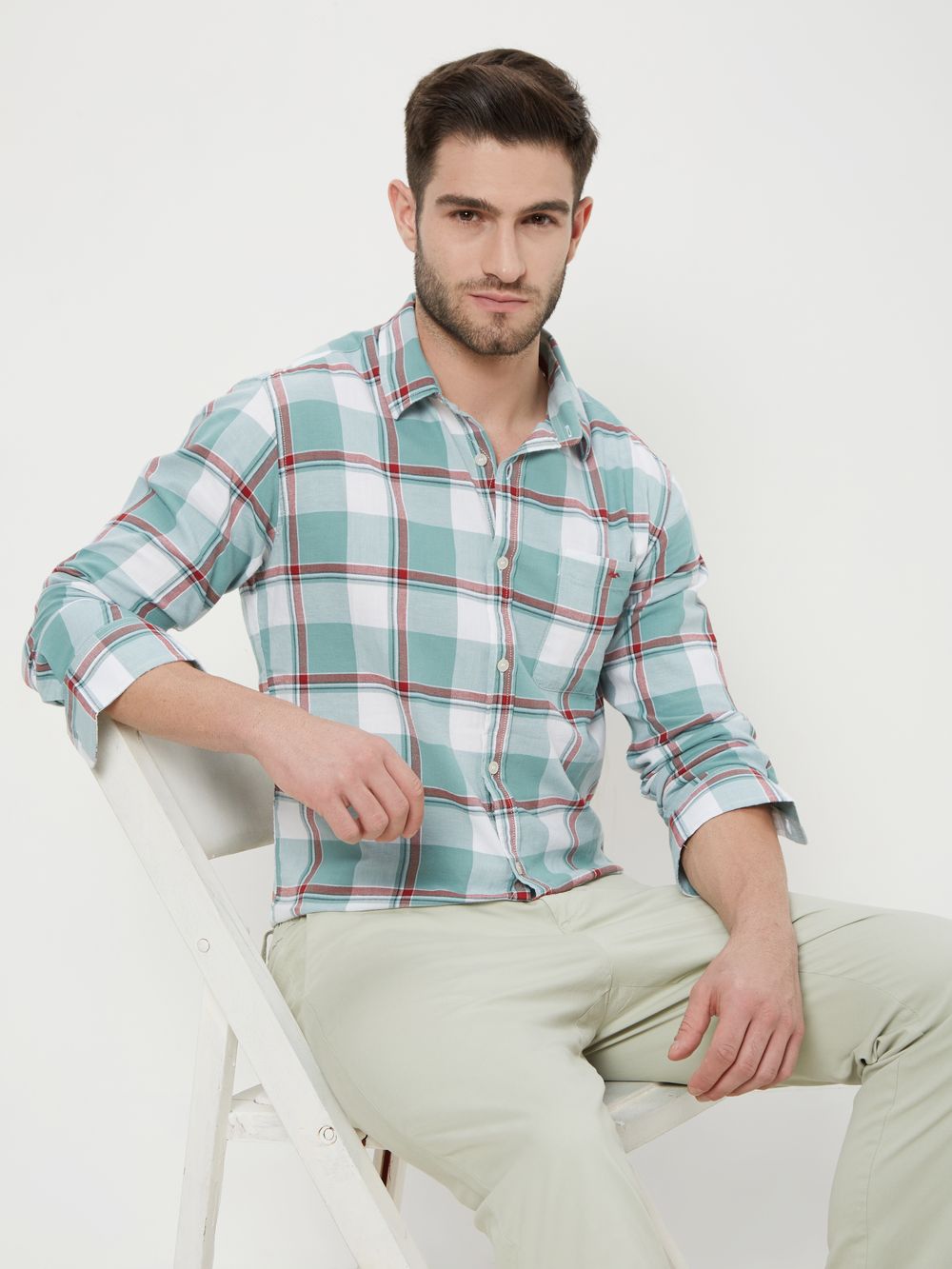 Light Green Large Check Shirt