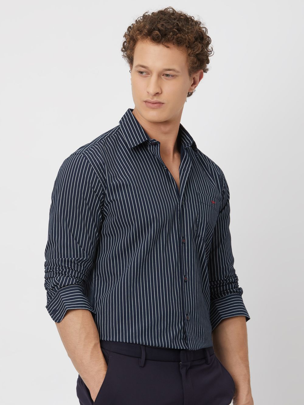 Navy Pin Stripe Shirt 