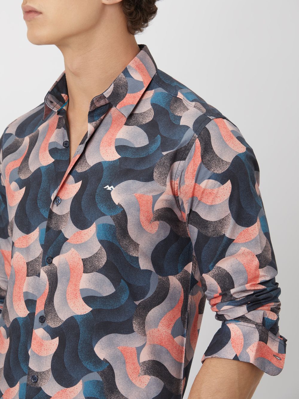 Navy Digital Print Shirt