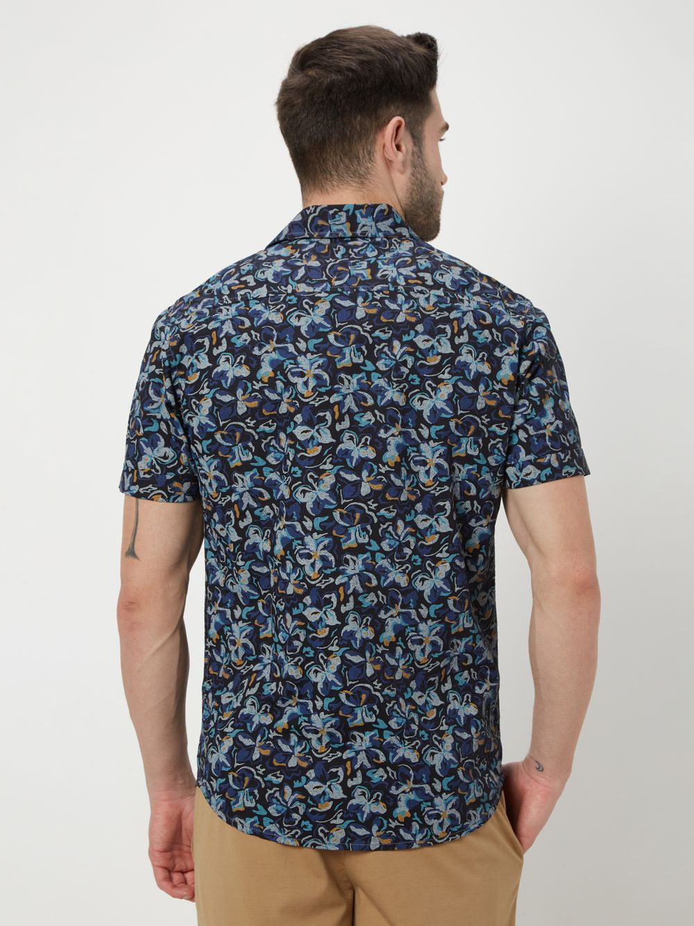 Navy & Multi Floral Print Shirt