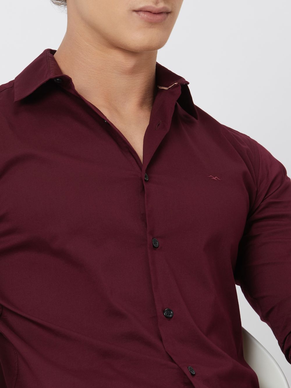 Maroon Stretch Plain Shirt