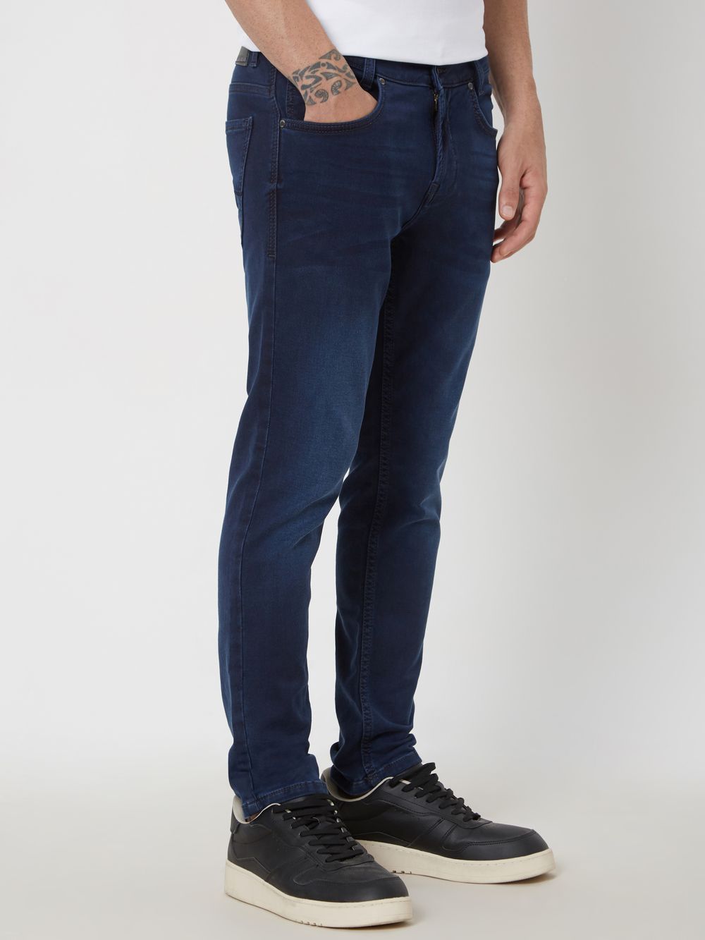 Deep Indigo Blue Ankle Length Denim Deluxe Stretch Jeans