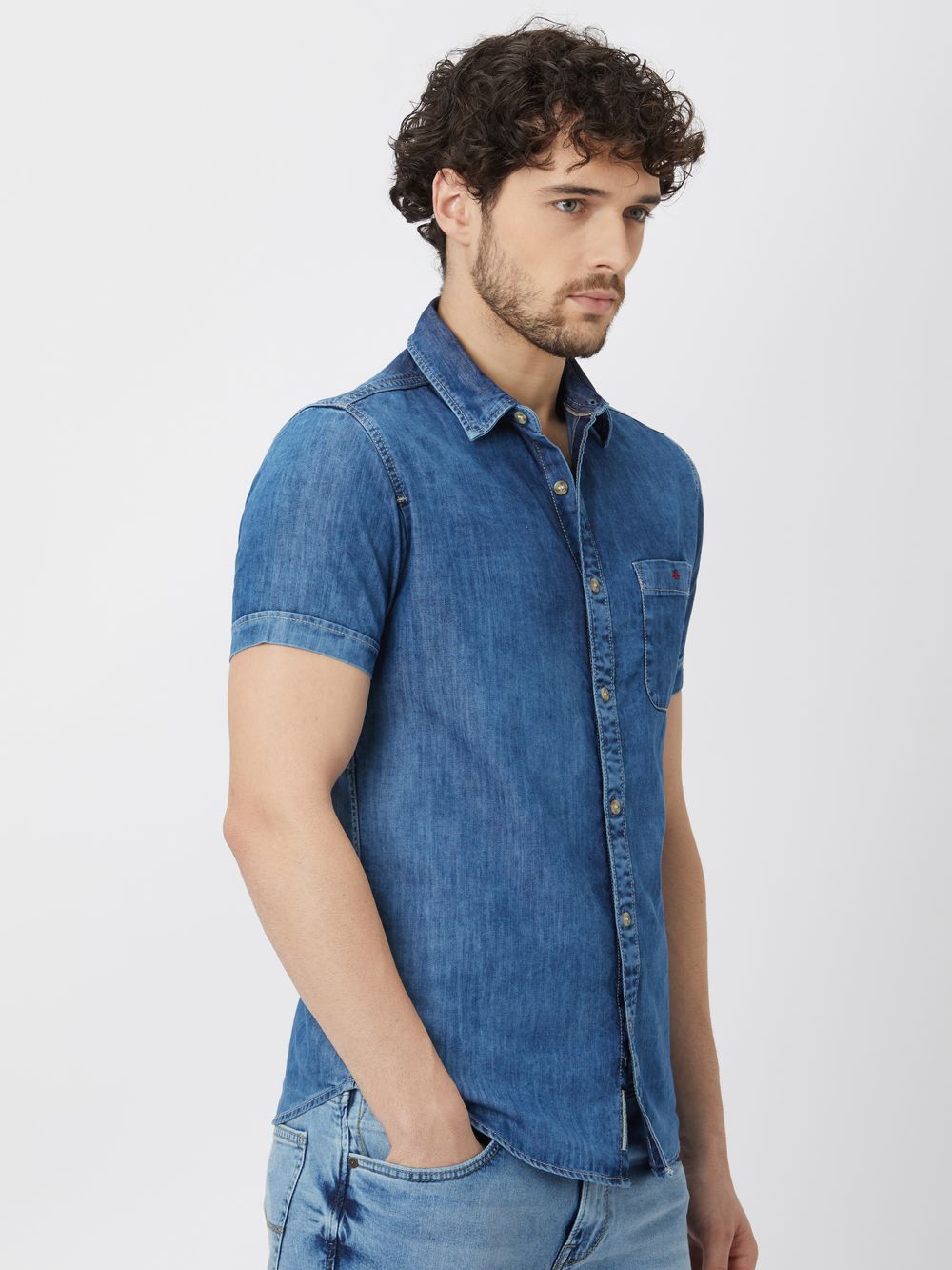 Indigo Blue Denim Plain Shirt