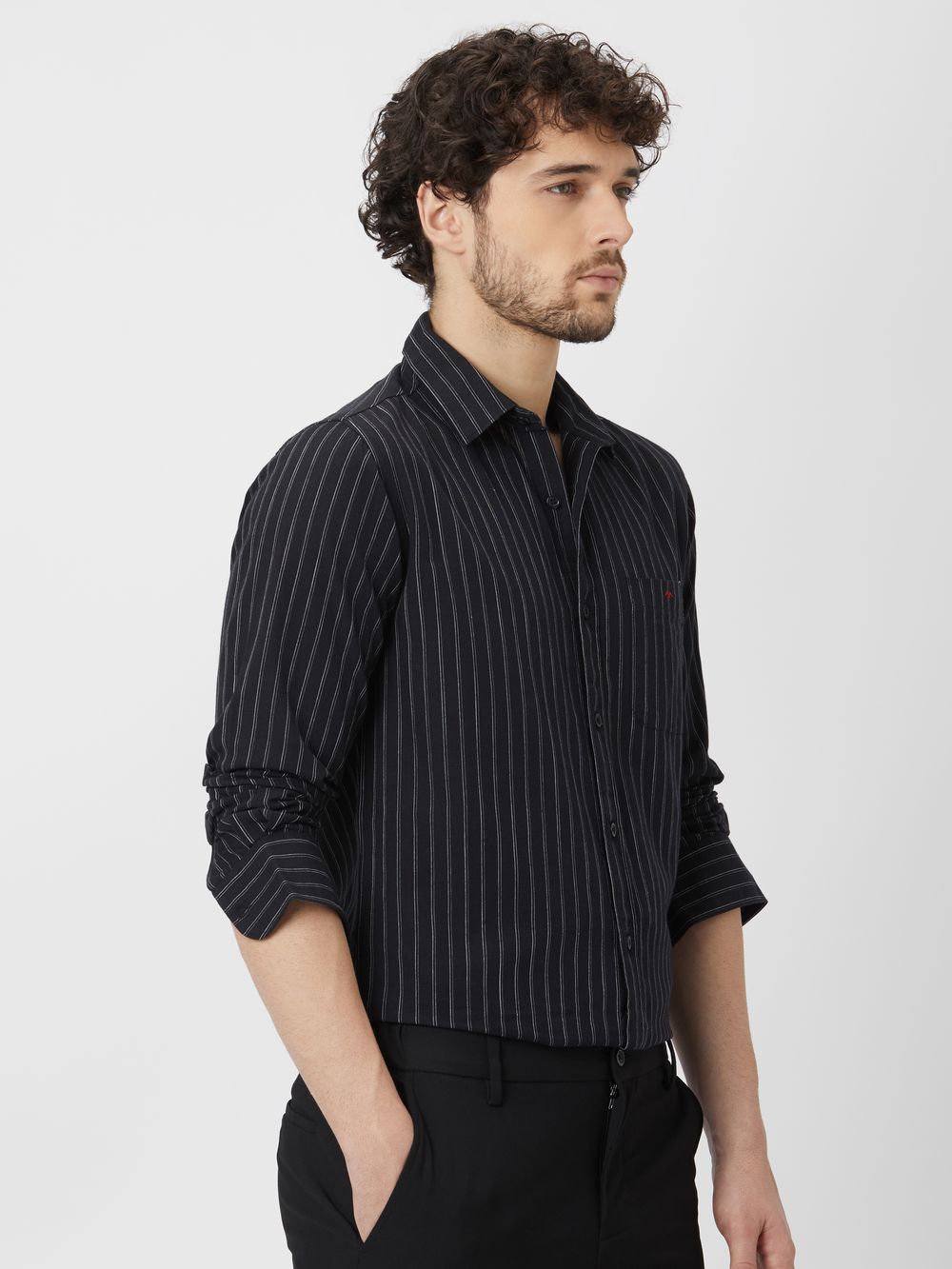 Black Pin Stripe Shirt