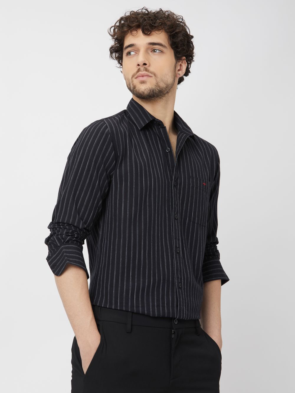 Black Pin Stripe Shirt