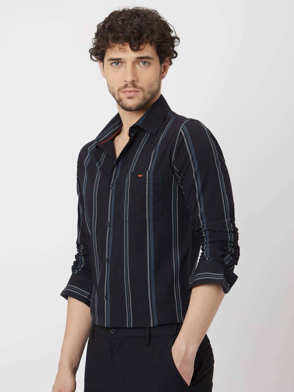 Black & Grey Tonal Stripe Shirt