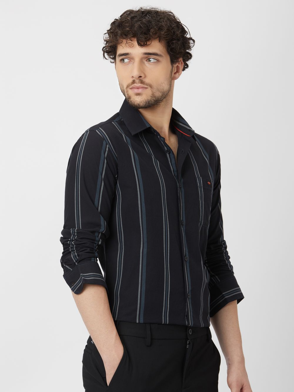 Black & Grey Tonal Stripe Shirt