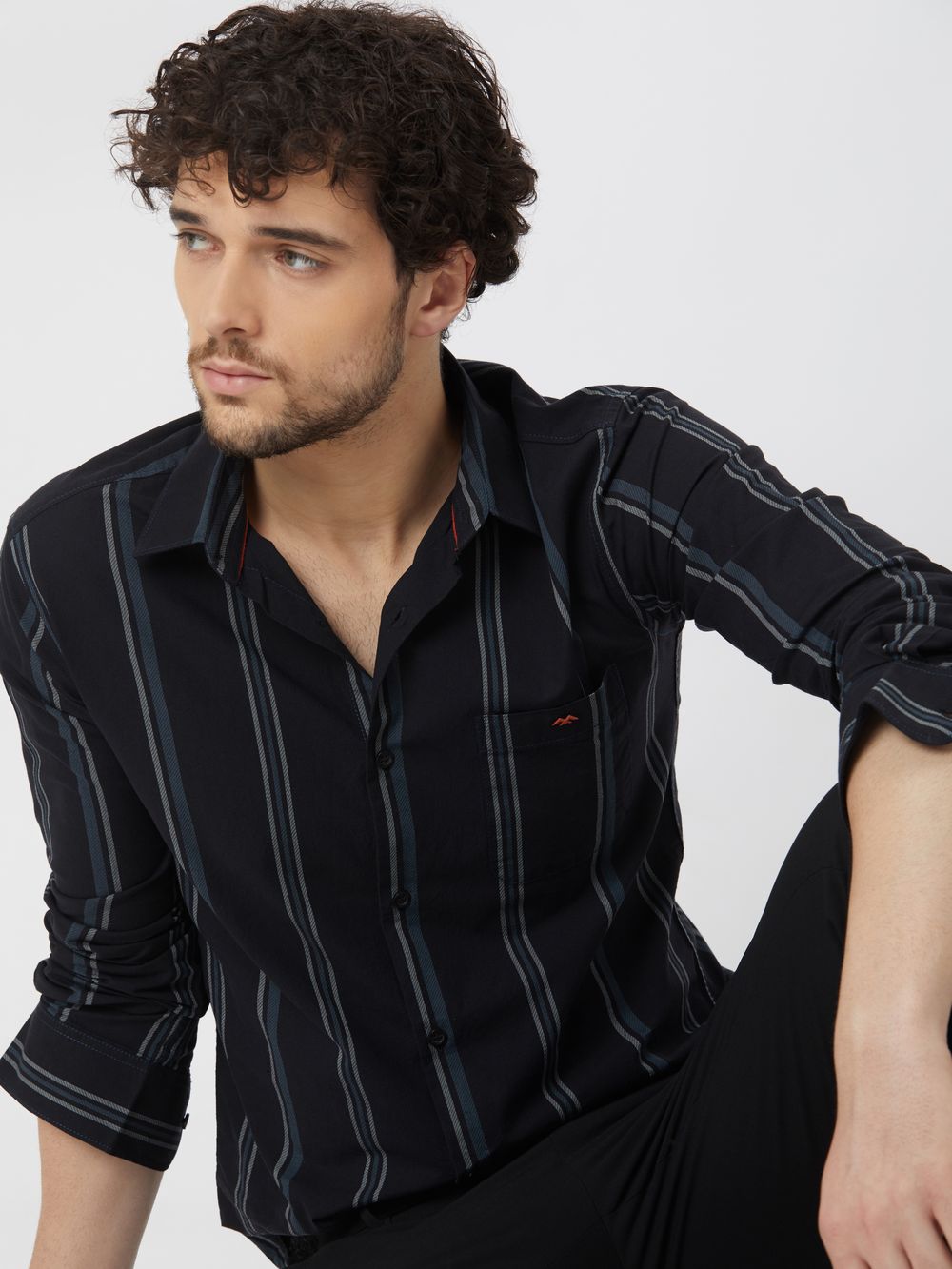 Black & Grey Tonal Stripe Shirt