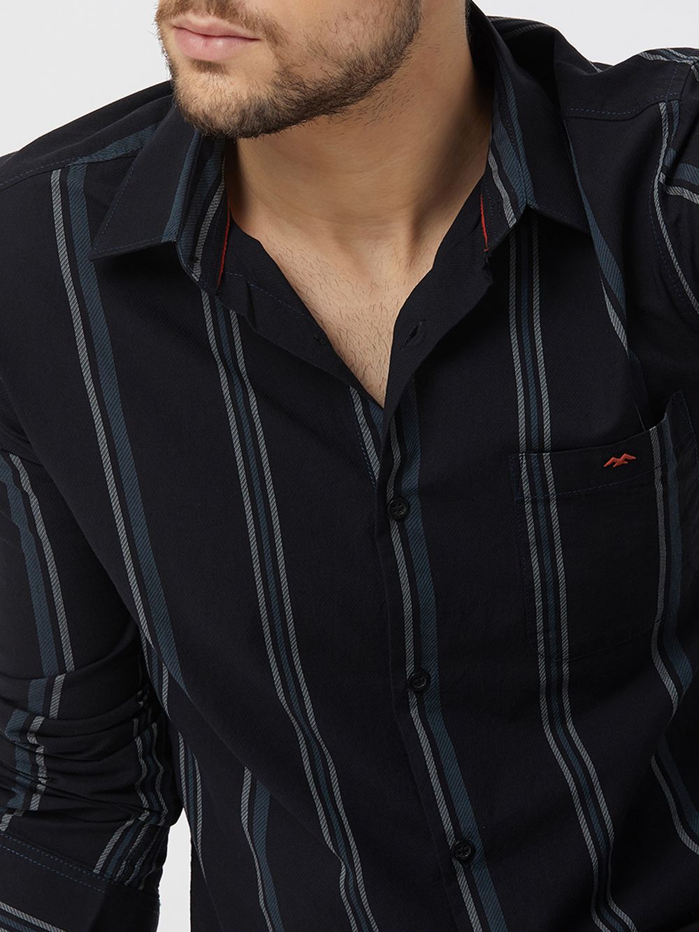 Black & Grey Tonal Stripe Shirt