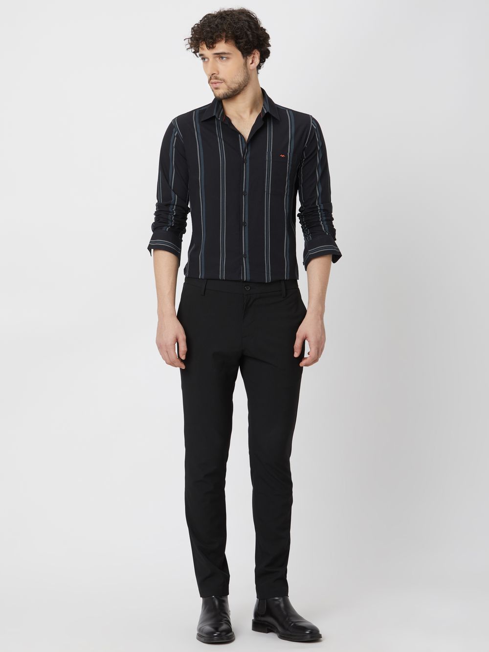 Black & Grey Tonal Stripe Shirt