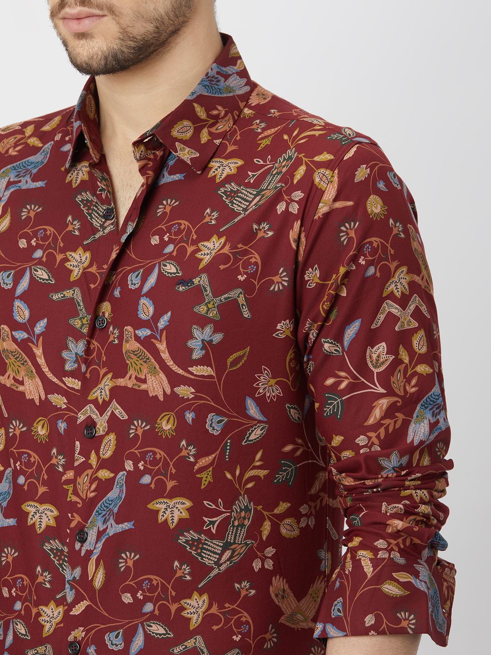 Maroon Floral Print Shirt