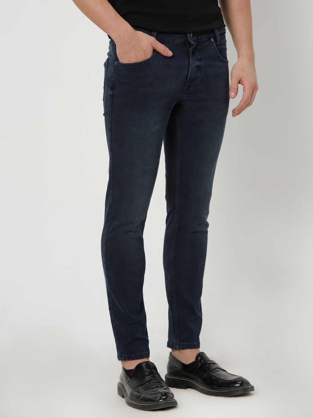 Blue Black Ankle Length Denim Deluxe Stretch Jeans