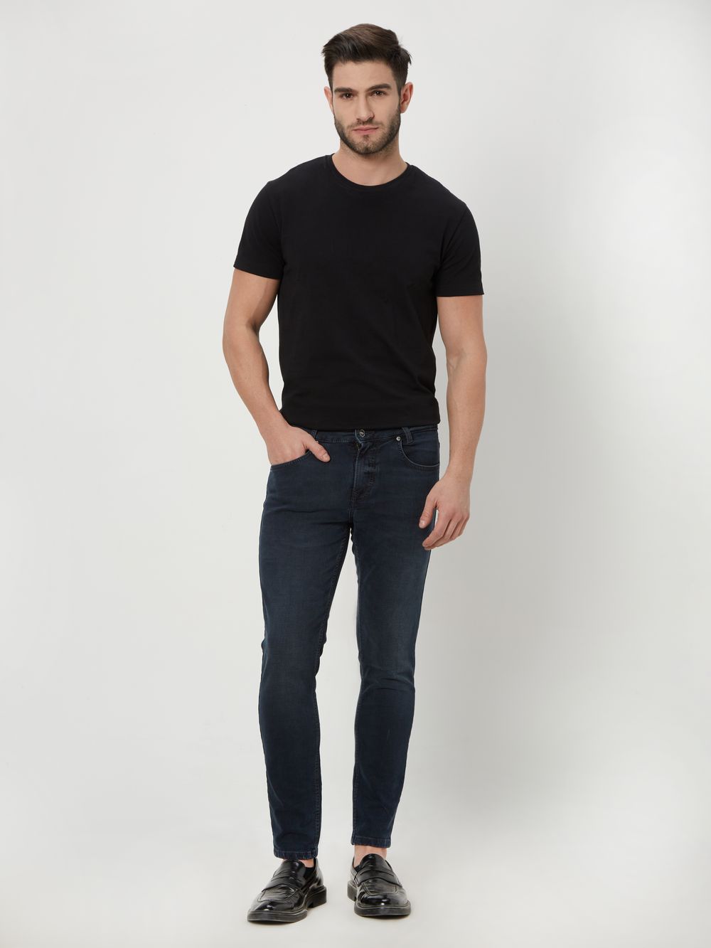 Blue Black Ankle Length Denim Deluxe Stretch Jeans