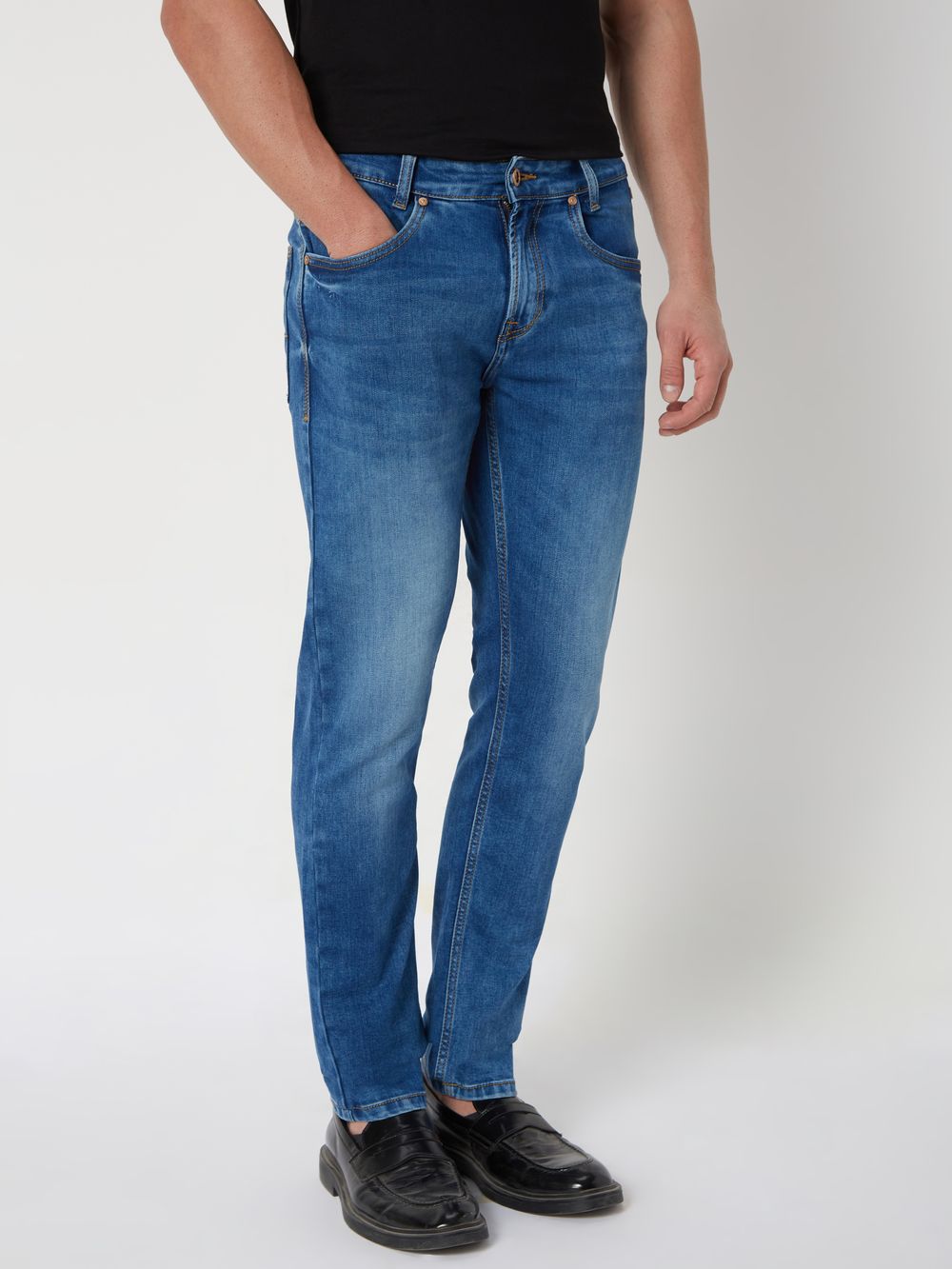 Mid Blue Narrow Fit Originals Stretch Jeans