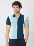 Pastel Light Blue & White Cut & Sew Pique Polo T-Shirt