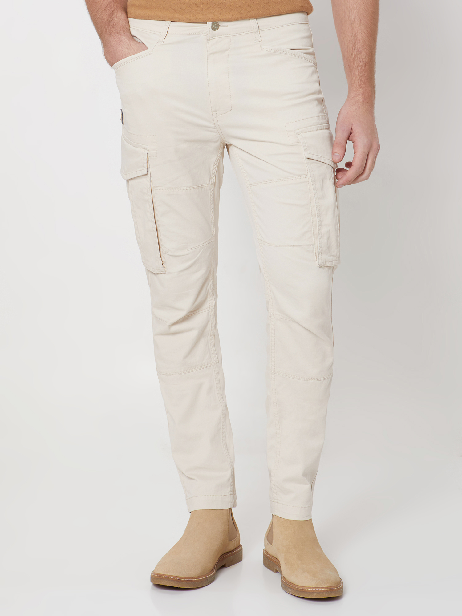 Buy Off White Slim Fit Cargo Online at Muftijeans