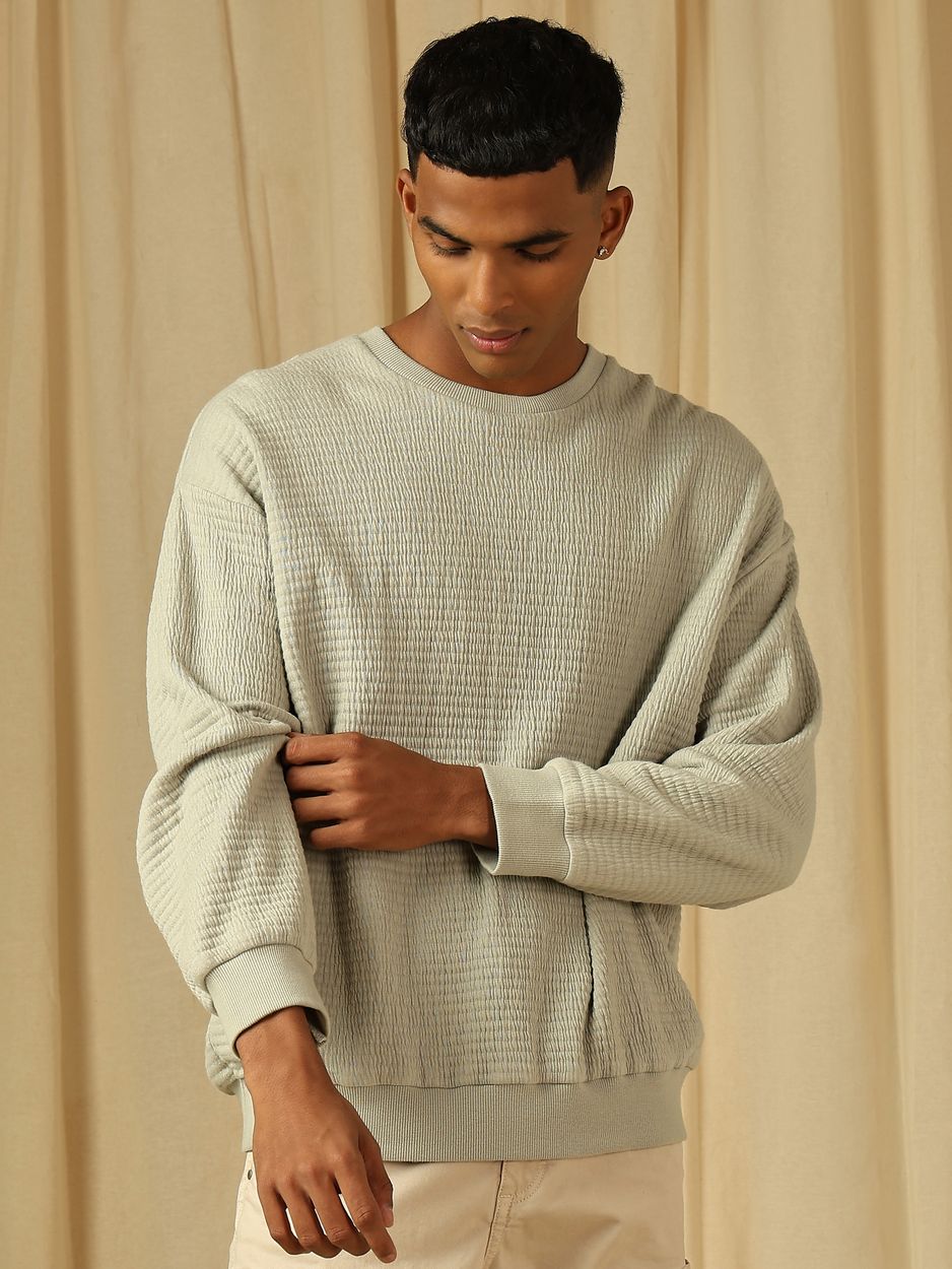 Textured Oversized Loose Fit Sweatshirt