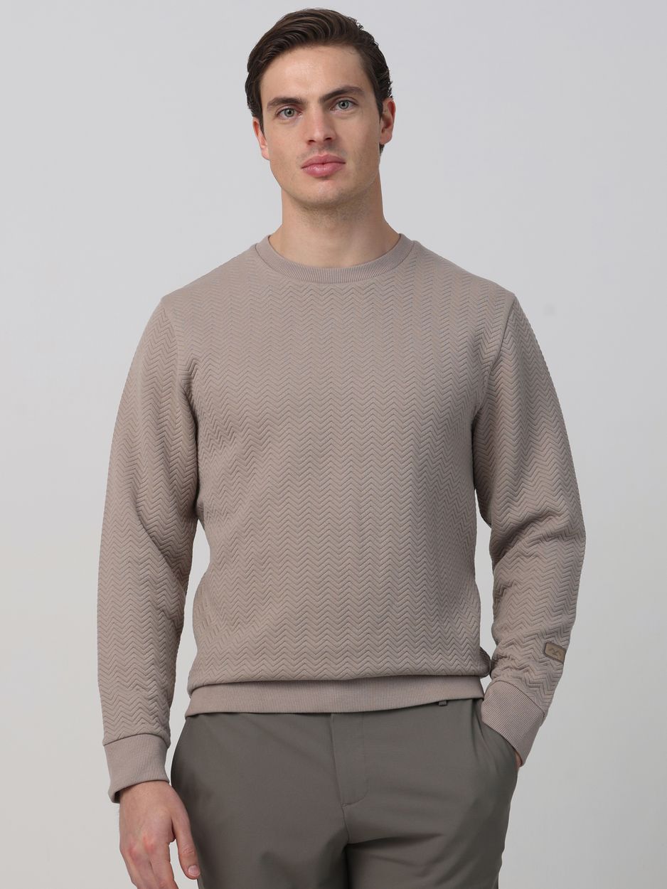 Textured Plain Slim Fit Sweatshirt