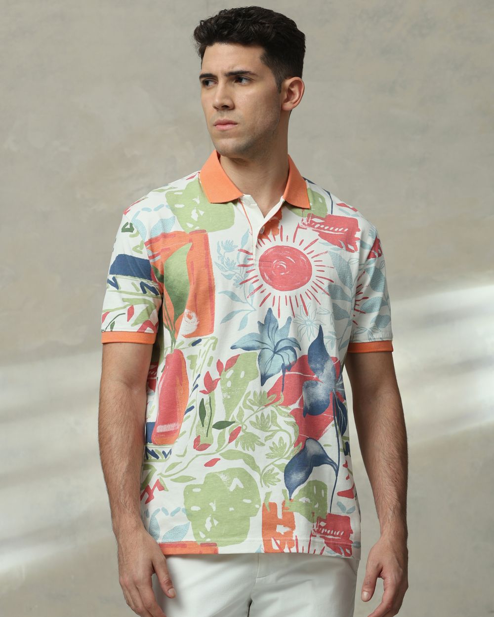 Pink Abstract Print Regular Fit T-Shirt
