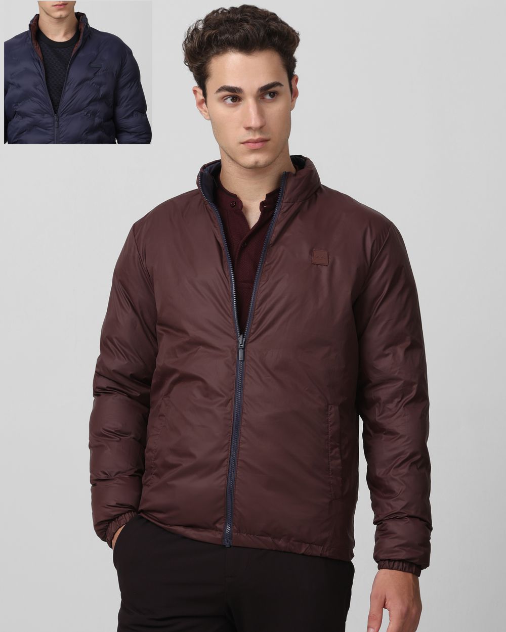 Navy Quilted Puffer Slim Fit Jacket