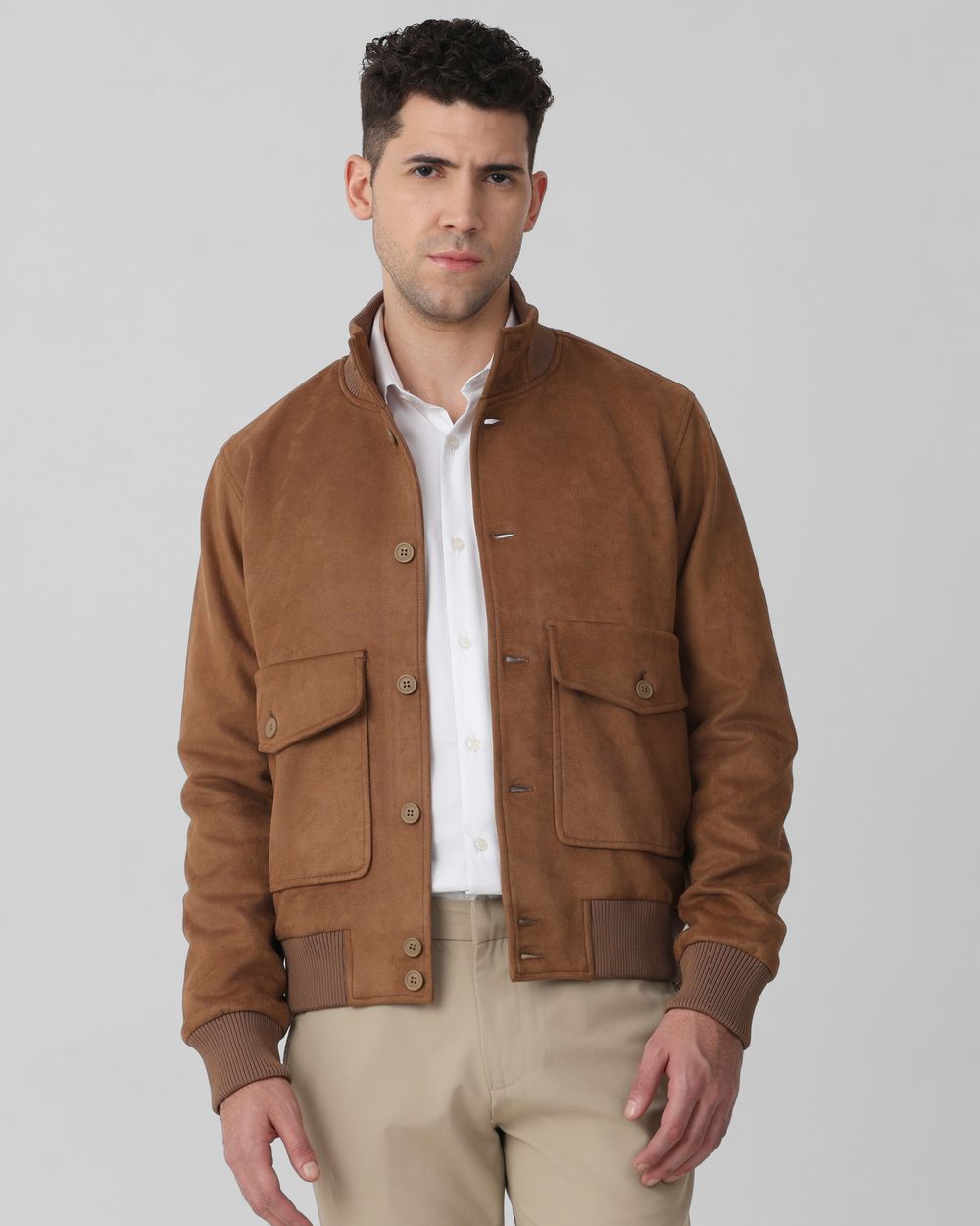 Brown Suede Plain Jacket