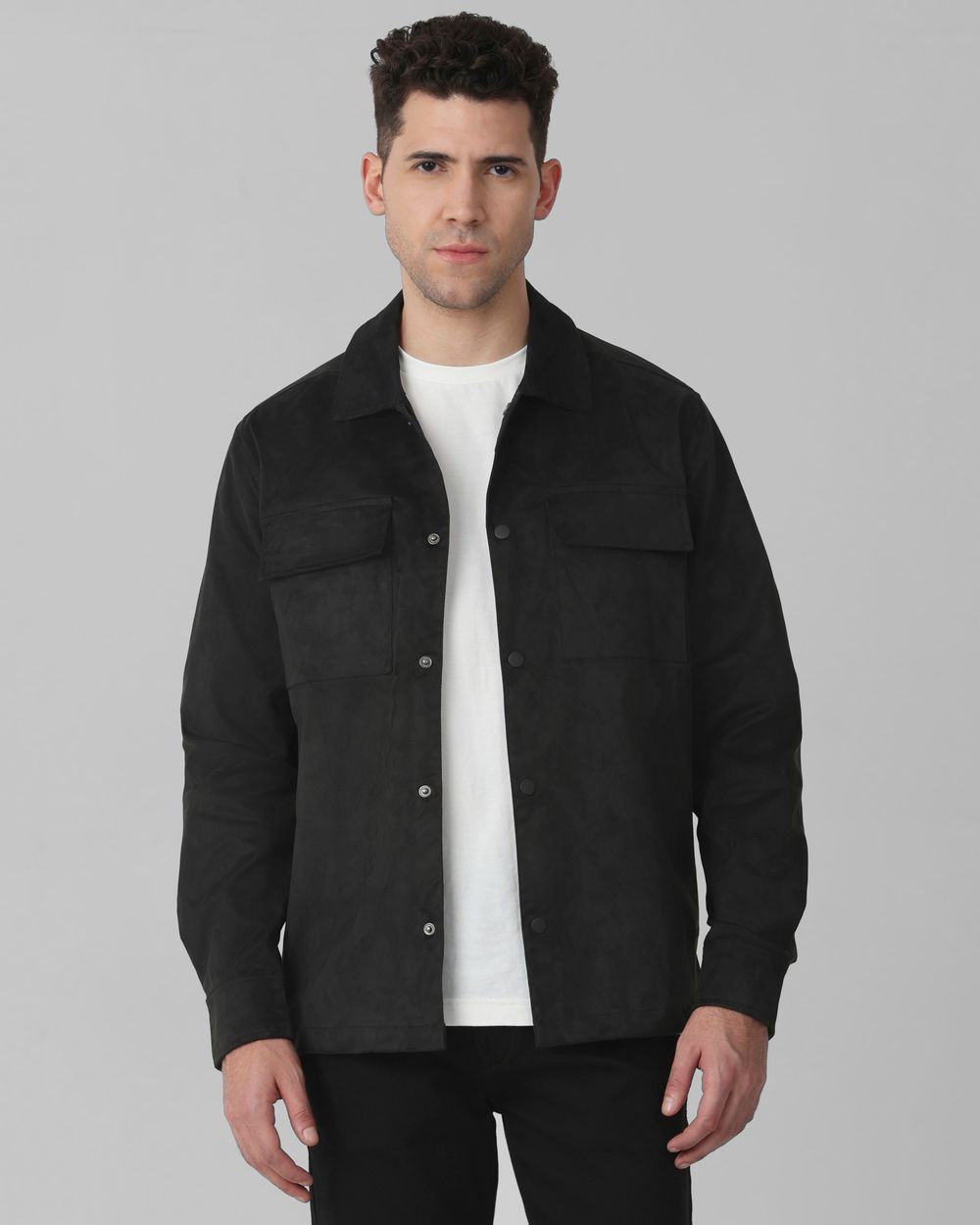 Black Suede Plain Jacket