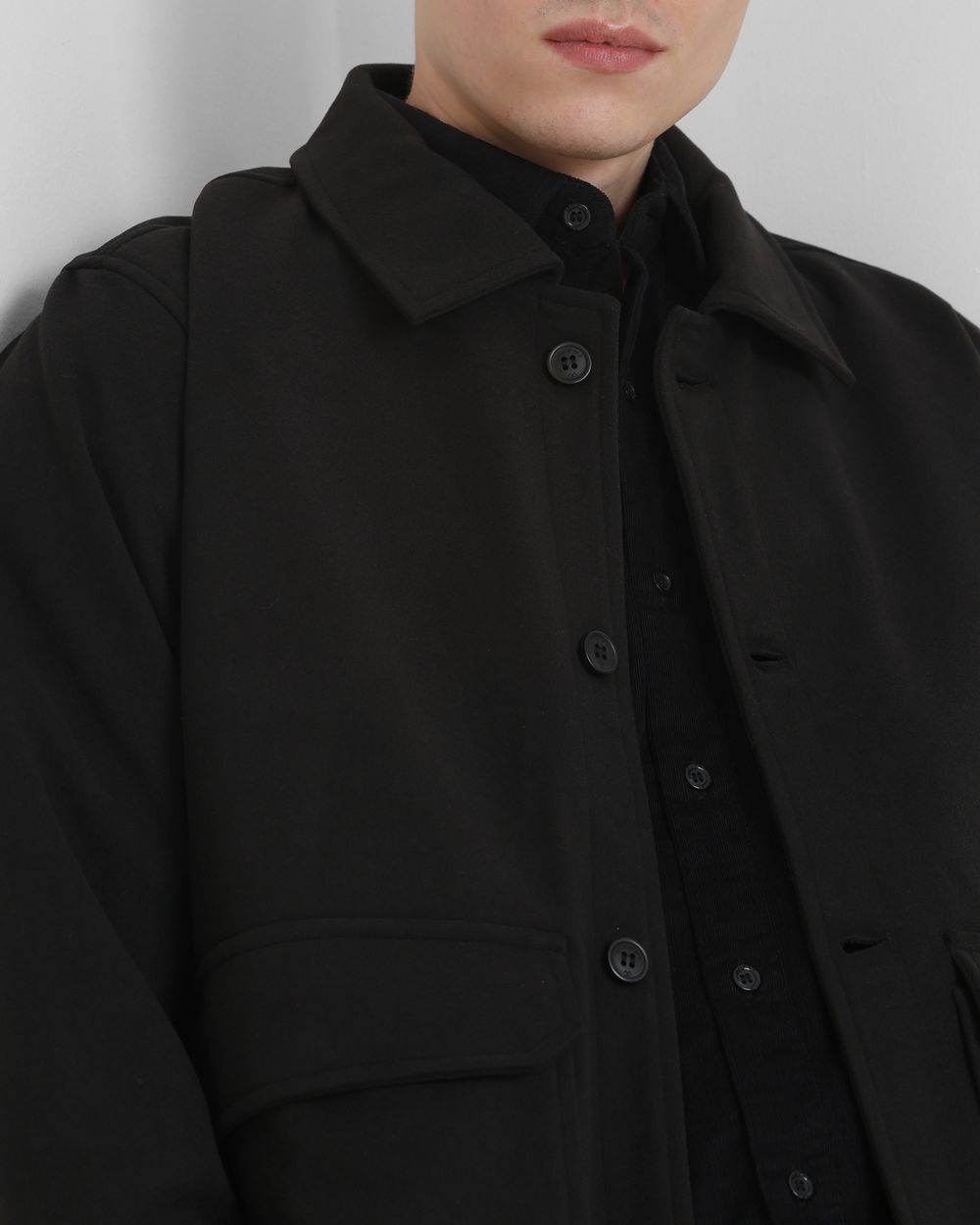 Black Flannel Relaxed Fit Jacket