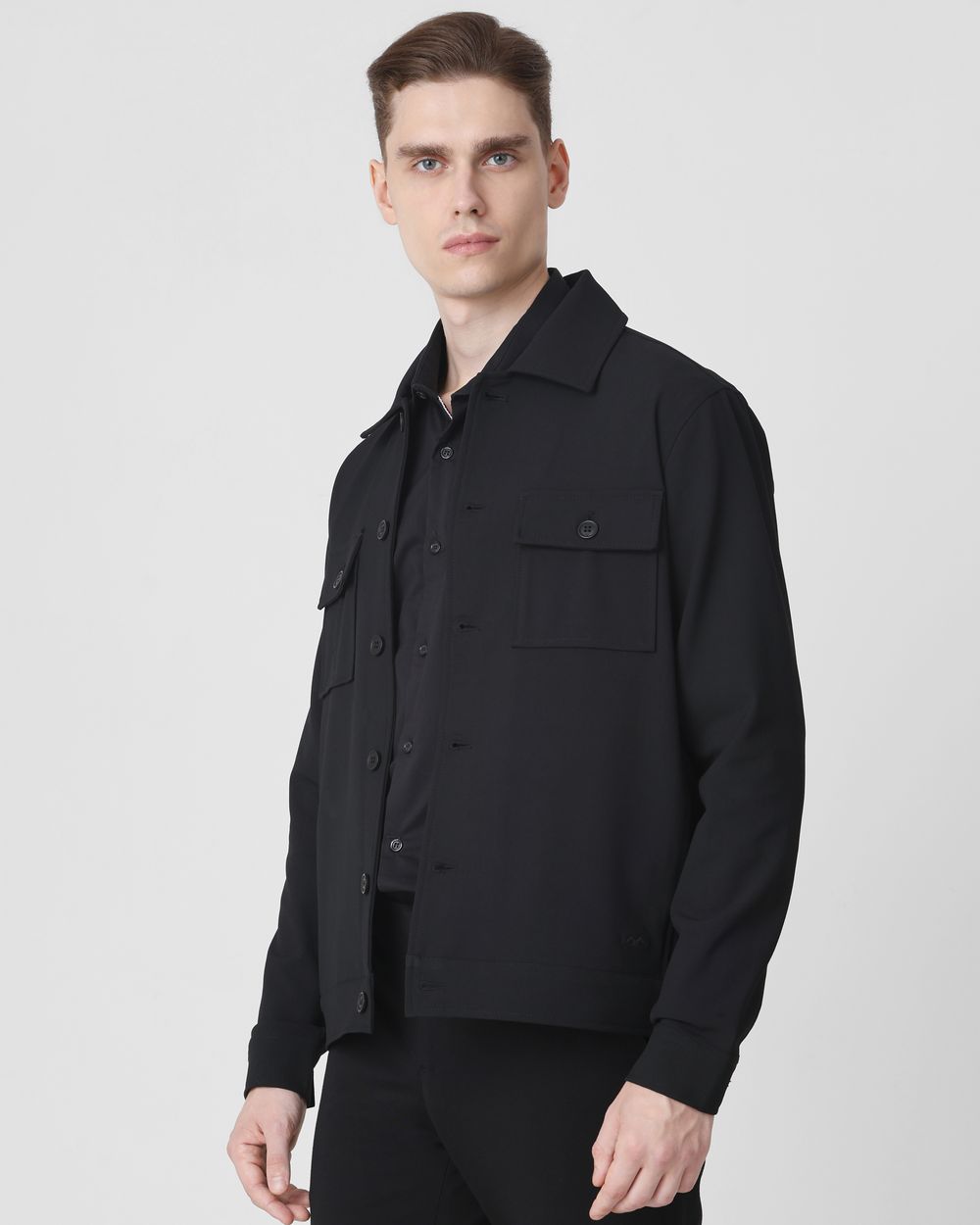 Black Patch Pocket Relaxed Fit Jacket