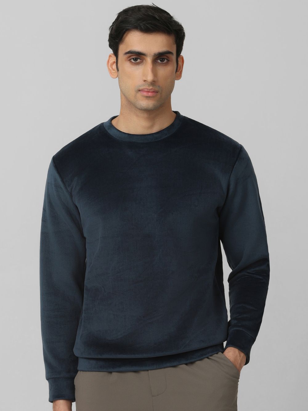 Teal Velvet Slim Fit Sweatshirt